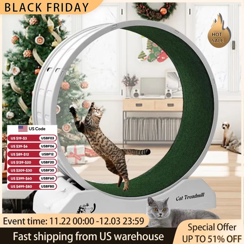 Cat Treadmill Wheel Exerciser for Kitty’S Longer Life Interesting Products Cat Running Wheel with Carpeted Runway Cats Toys Pet